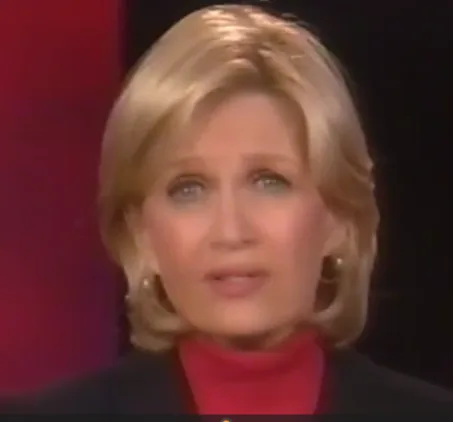 Diane Sawyer hosting a TV news interview.